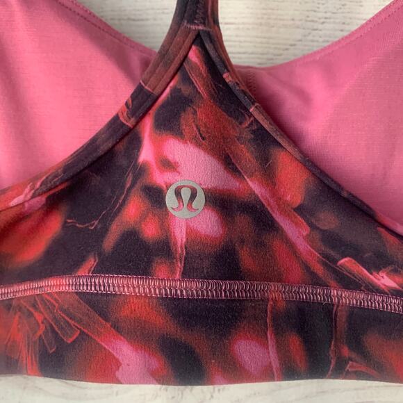 Lululemon Flow Y Bra Intensity Pink Blossom Multi with Pads Nulu Size 12 - Picture 7 of 15